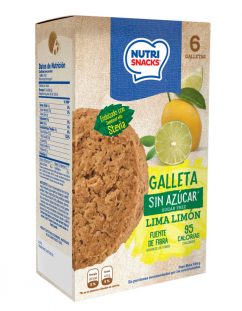 Galletas Nutrisnacks de Lima Limón sin azúcar agregado endulzado con stevia, fuente de fibra y con solo 95 calorías