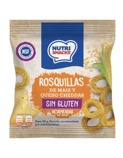 Rosquillas de maíz y queso cheddar Nutrisnacks, certificadas libres de gluten