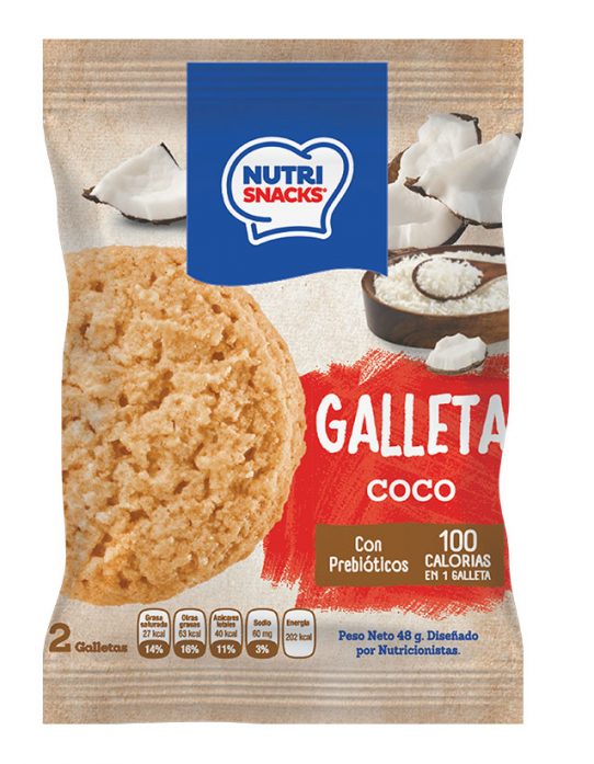 Galletas Nutrisnacks de Coco, con prebióticos y con solo 100 calorías