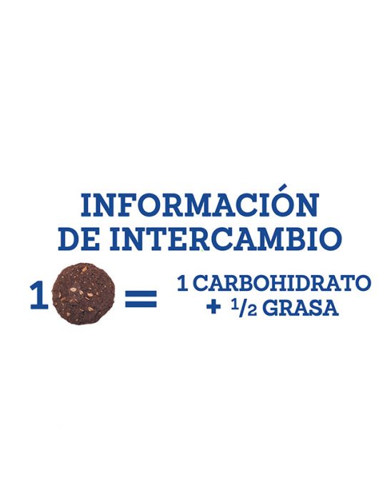 Información de intercambio nutricional para galletas de choco macadamia Nutrisnacks