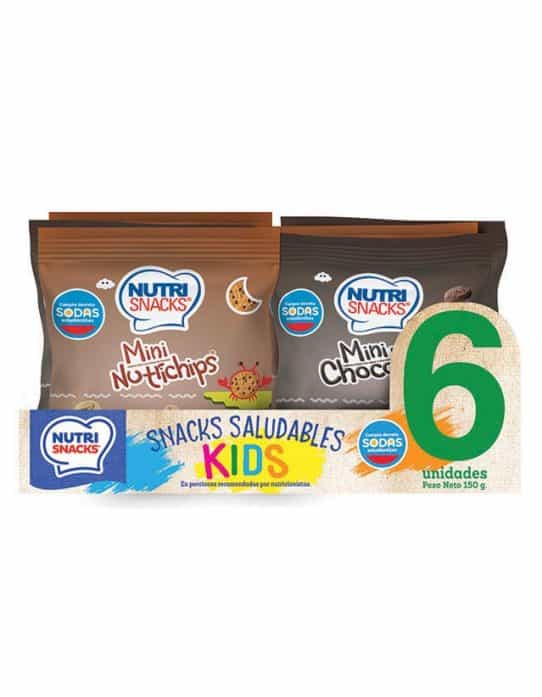 6 pack de snacks saludables, merienda infantil Nutrisnacks: contiene Mini nutrichips y Mini chocolate