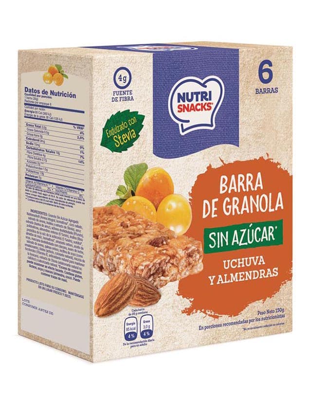 Barra de granola Sin Azúcar uchuva y almendras caja 150g