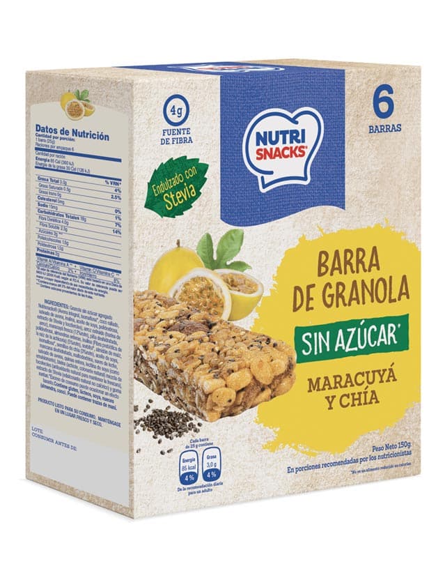 Barra de granola con Maracuyá y Chía Sin Azúcar