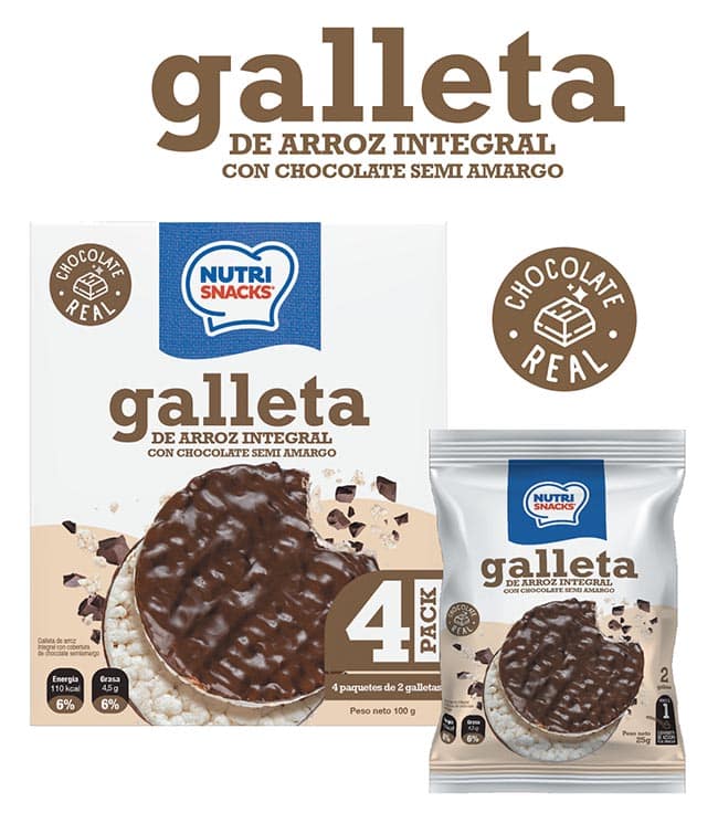 Galleta de arroz con cubierta de chocolate