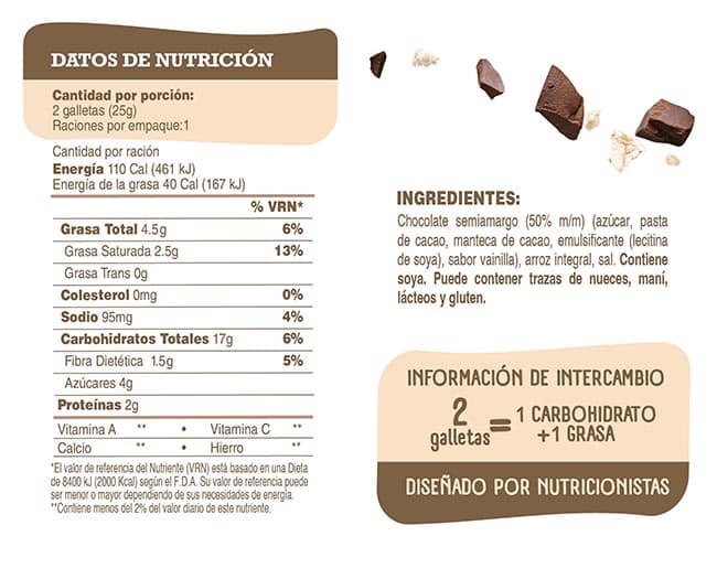 info nutricional galleta de arroz chocolate