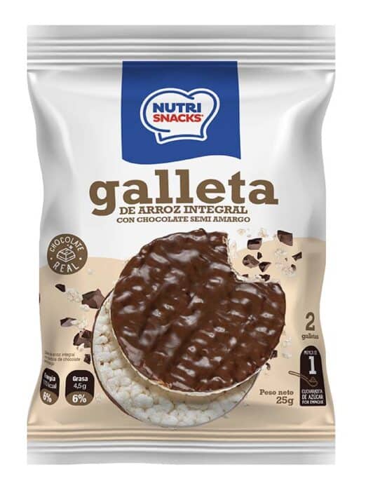 Empaque indifividual de galleta de arroz cubierta con chocolate