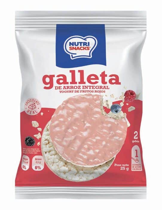 Galleta de arroz cubierta con chocolate blanco Nutrisnacks